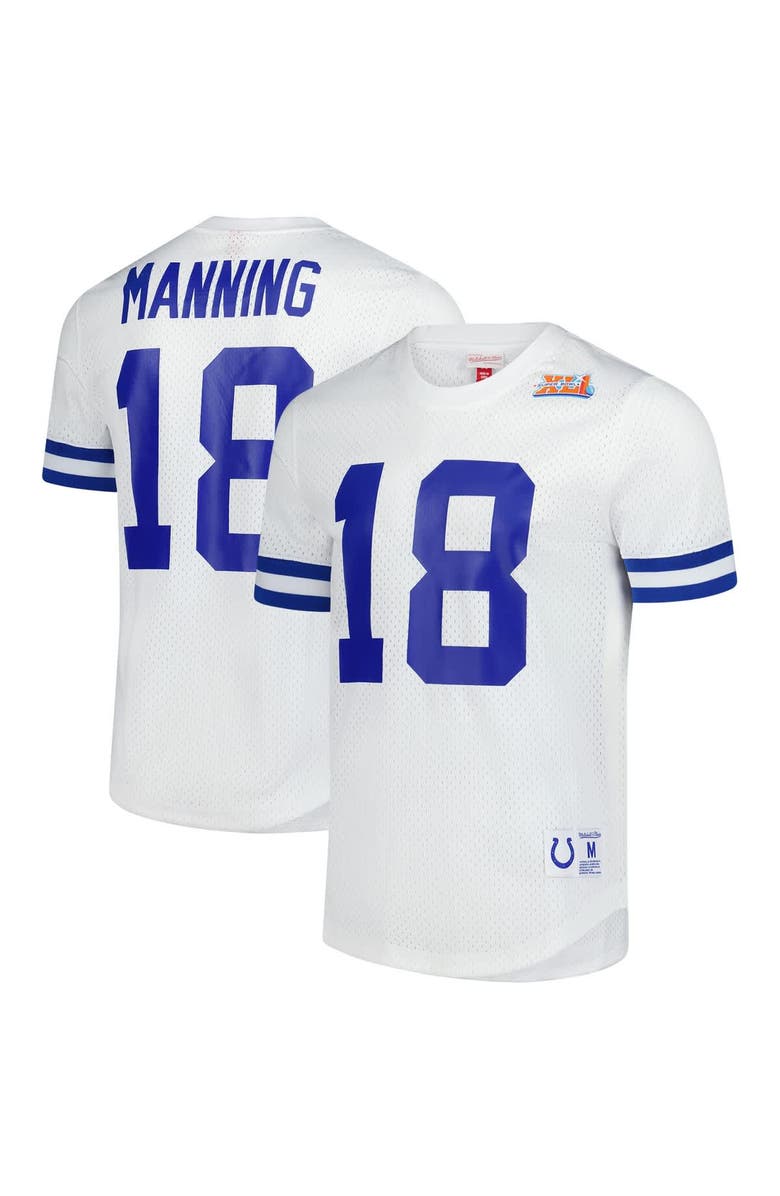 Mitchell & Ness Men's Mitchell & Ness Peyton Manning White Indianapolis Colts Retired Player Name & Number Mesh Top, Alternate, color, White
