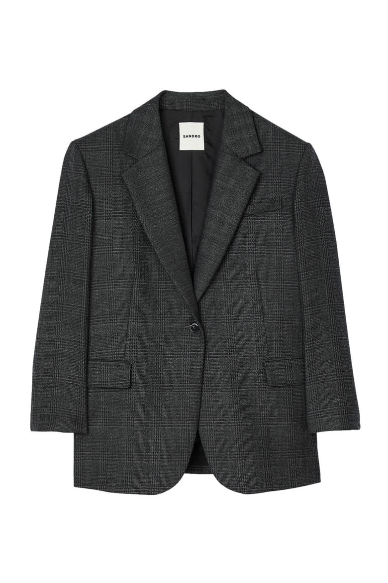 Checked suit jacket, Alternate, color, Dark grey
