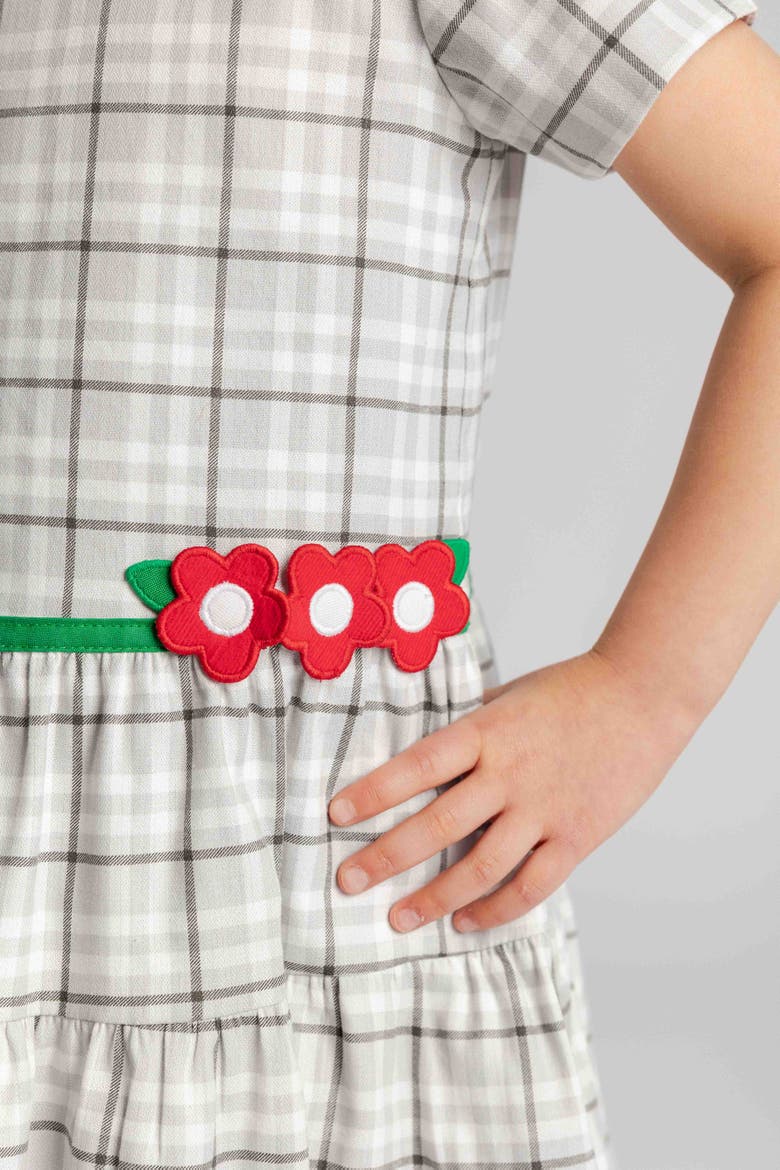 Plaid Dress with Flowers, Alternate, color, Grey & White Plaid