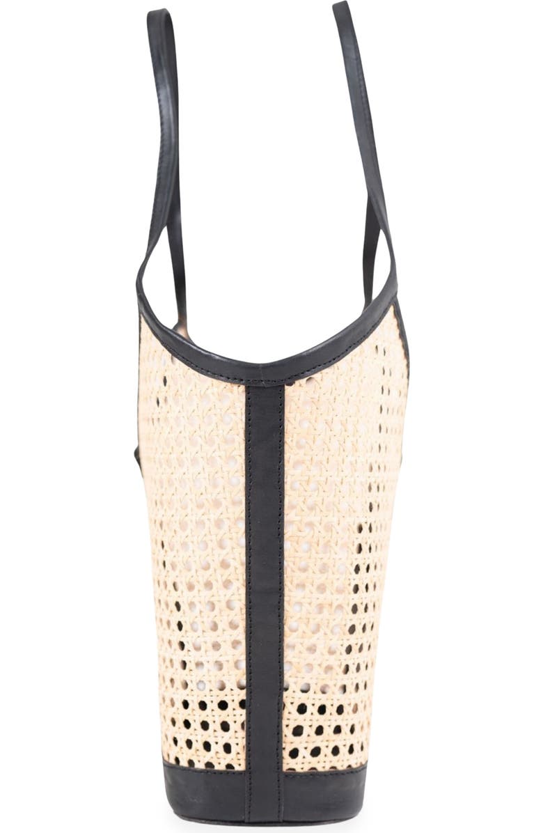 Jelavu Ophelia Handwoven Leather Trim Rattan Tote Bag, Alternate, color, Black