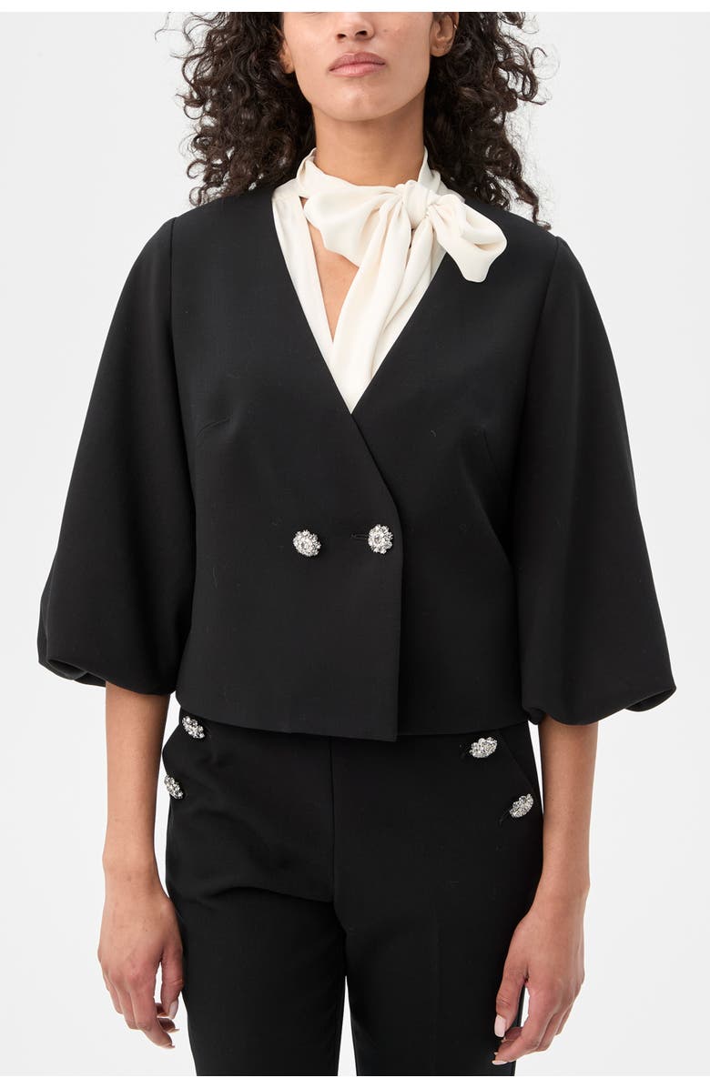 Trina Turk Basal Cropped Jacket with Embellished Buttons, Main, color, Black