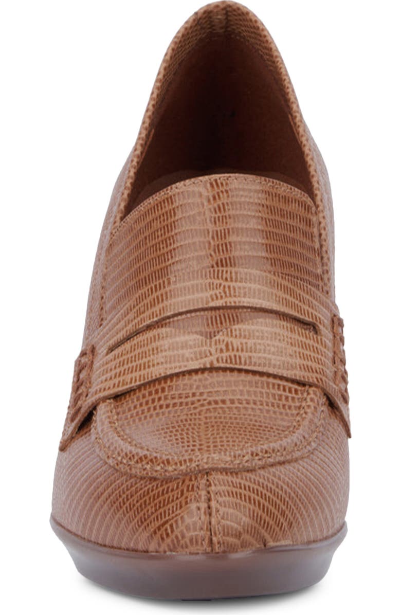 Aquatalia Rella Weatherproof Mini Lizard Embossed Penny Loafer Pump, Alternate, color, Whiskey