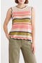 Stripe Sleeveless Open Stitch Cotton Sweater