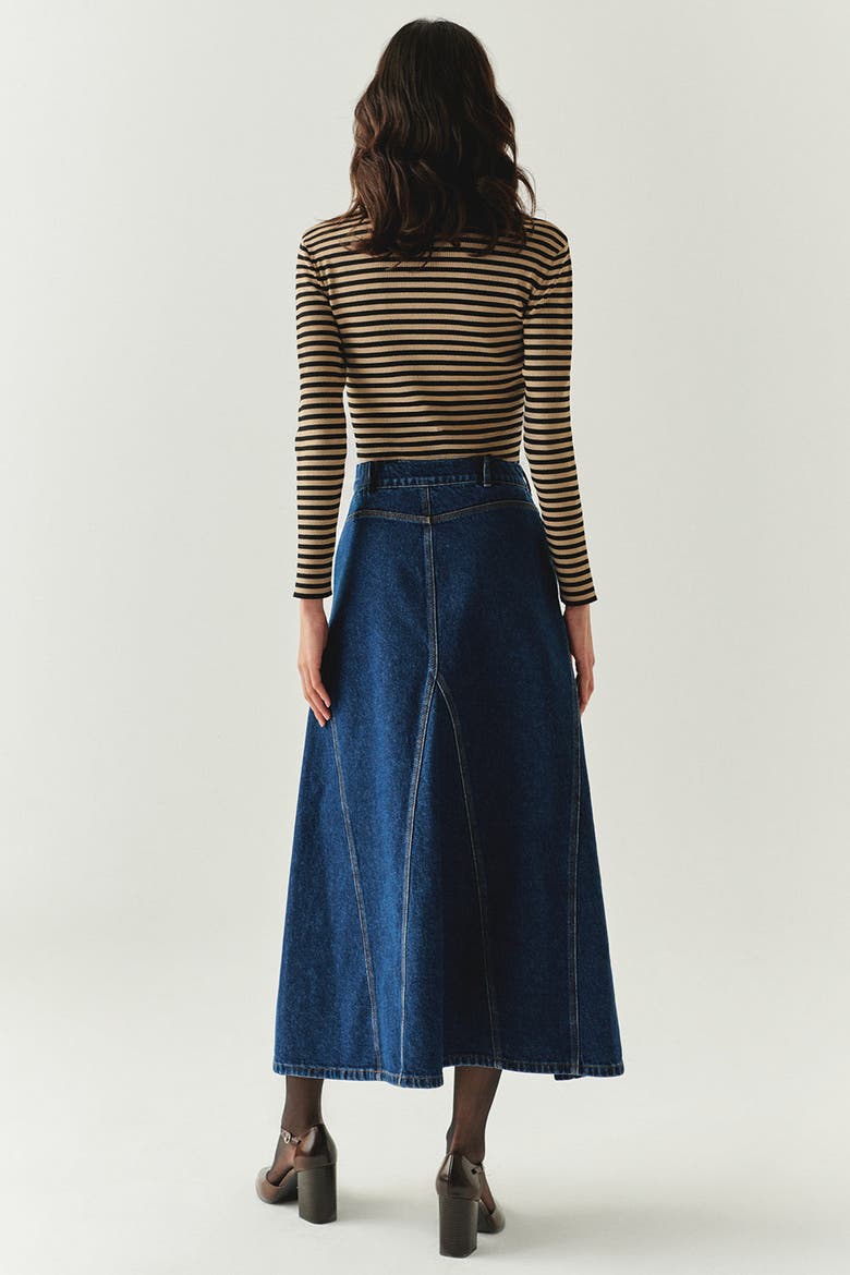 Araya Denim Maxi Skirt, Alternate, color, INDIGO