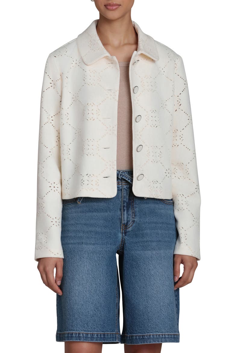 Embroidered Eyelet Boxy Cropped Jacket, Alternate, color, OFF WHITE