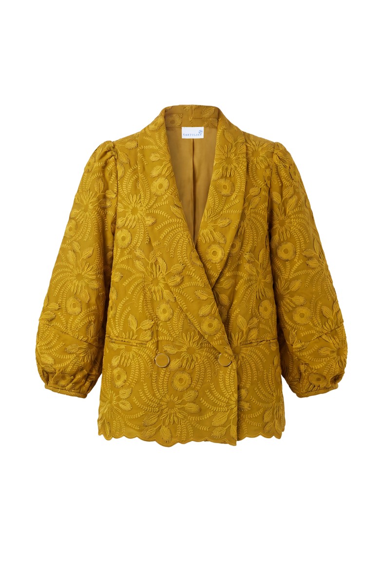 Ferris 3D Embroidered Satin Crop Jacket, Main, color, Goldenrod