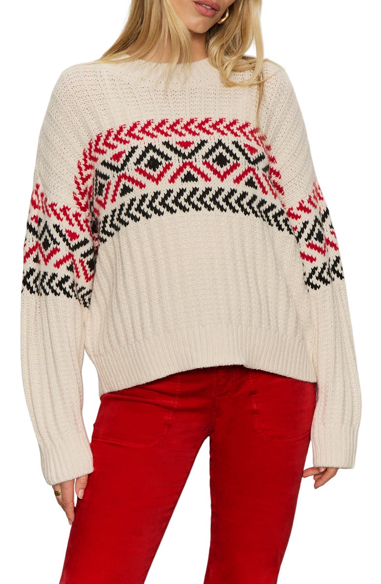 Sanctuary Intarsia Sweater, Main, color, Chalk White/ Multi