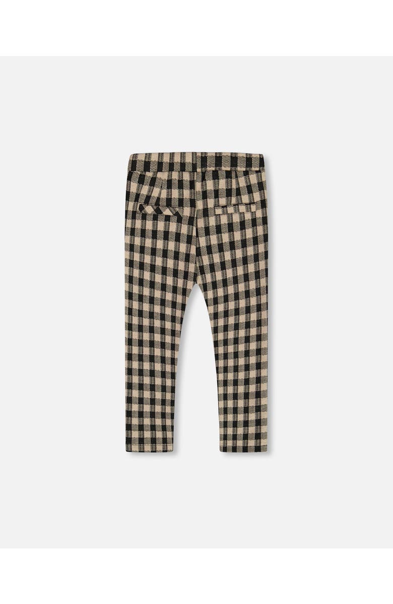 Deux par Deux Little Girl's Treggings Plaid Black And Beige, Alternate, color,