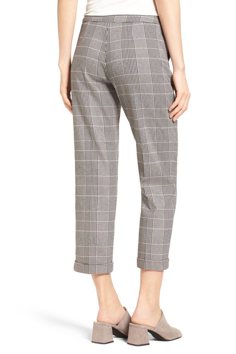 Denise Glen Plaid Cuff Slim Ankle Pants, Alternate, color, HOUNDSTOOTH PLAID