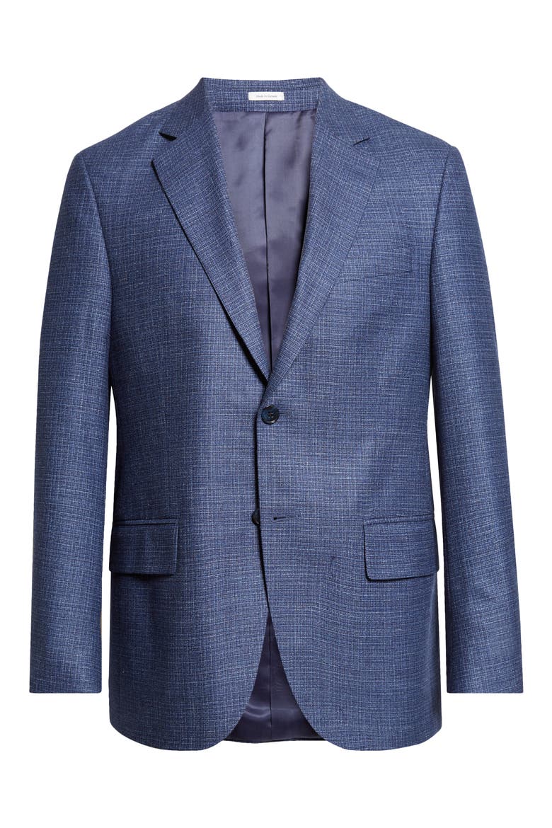 Flynn Classic Fit Blue Microcheck Wool Blend Sport Coat, Main, color, BLUE