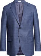 Peter Millar Flynn Classic Fit Blue Microcheck Wool Blend Sport Coat