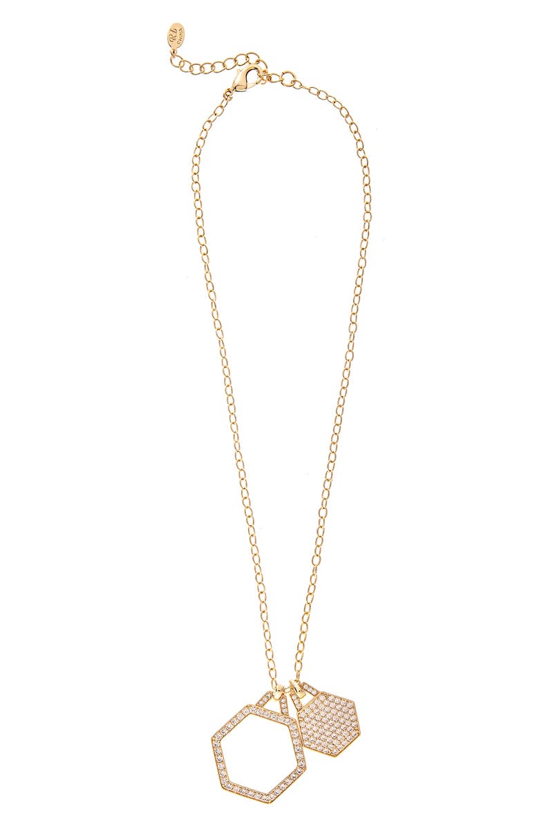 RIVKA FRIEDMAN 18K Gold Plated CZ Hexagon Pendant Necklace, Main, color, 18K Gold Clad