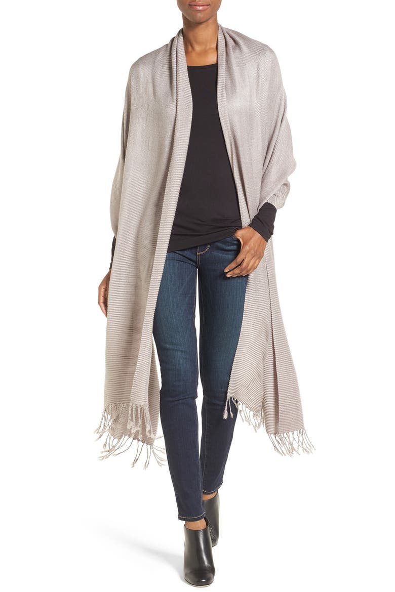 Fringe Textured Wrap, Main, color, GREY GULL
