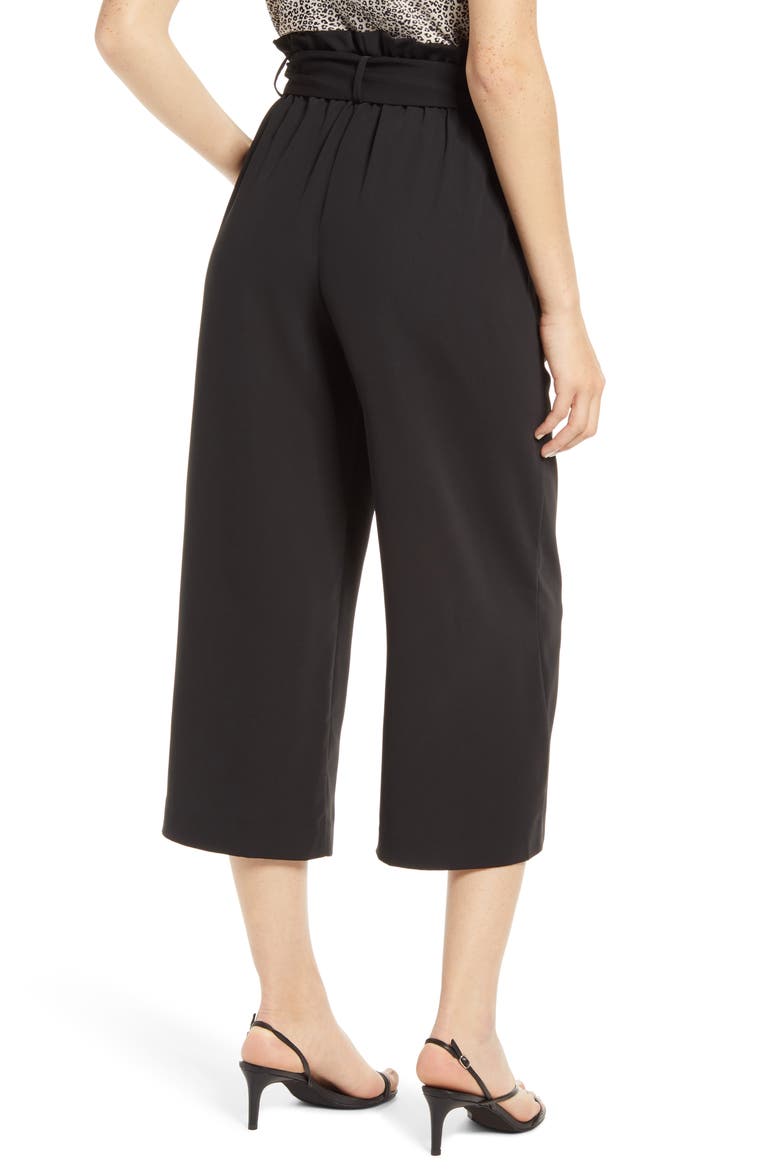 x BFF Maddie Paperbag Waist Culottes, Alternate, color, BLACK