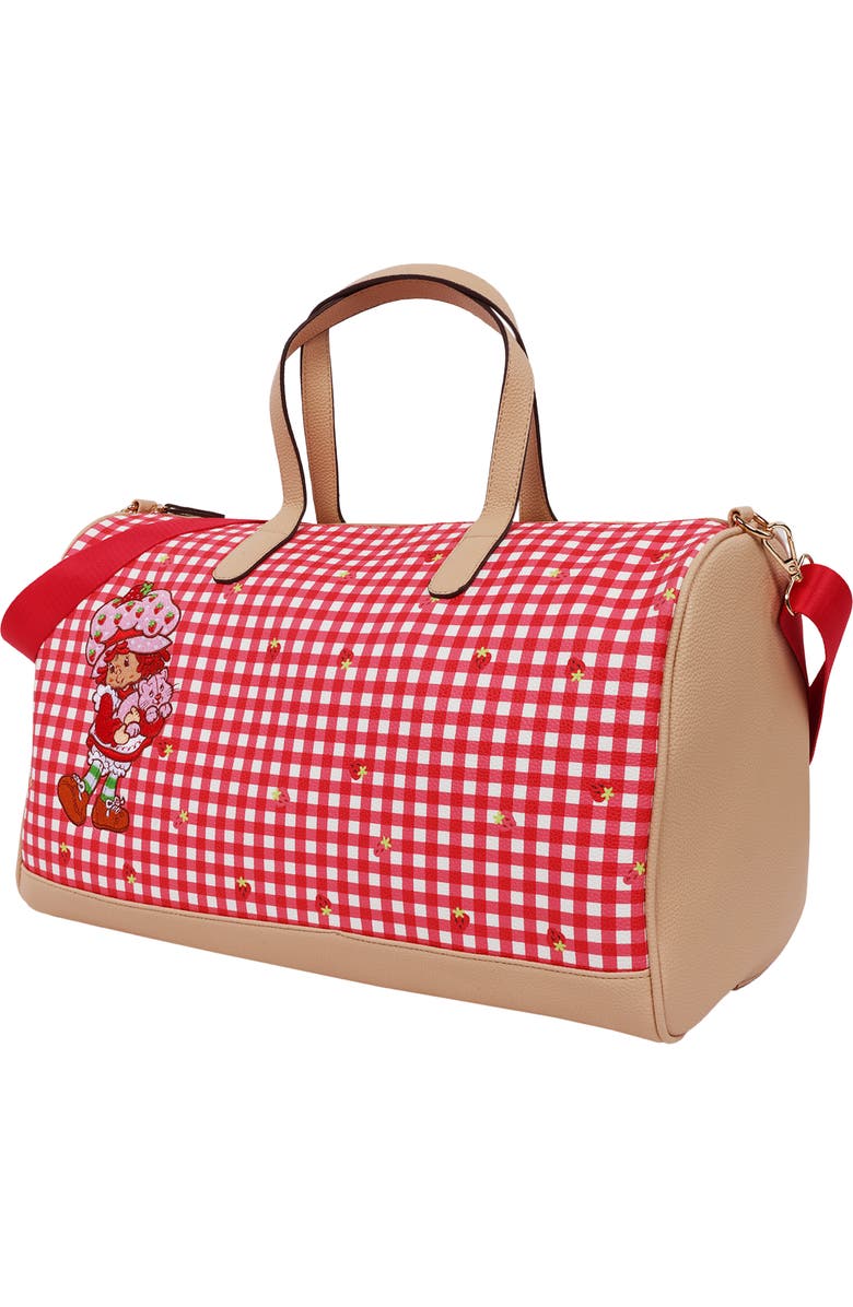 Strawberry Shortcake Gingham Weekender Duffel Bag, Alternate, color, Red