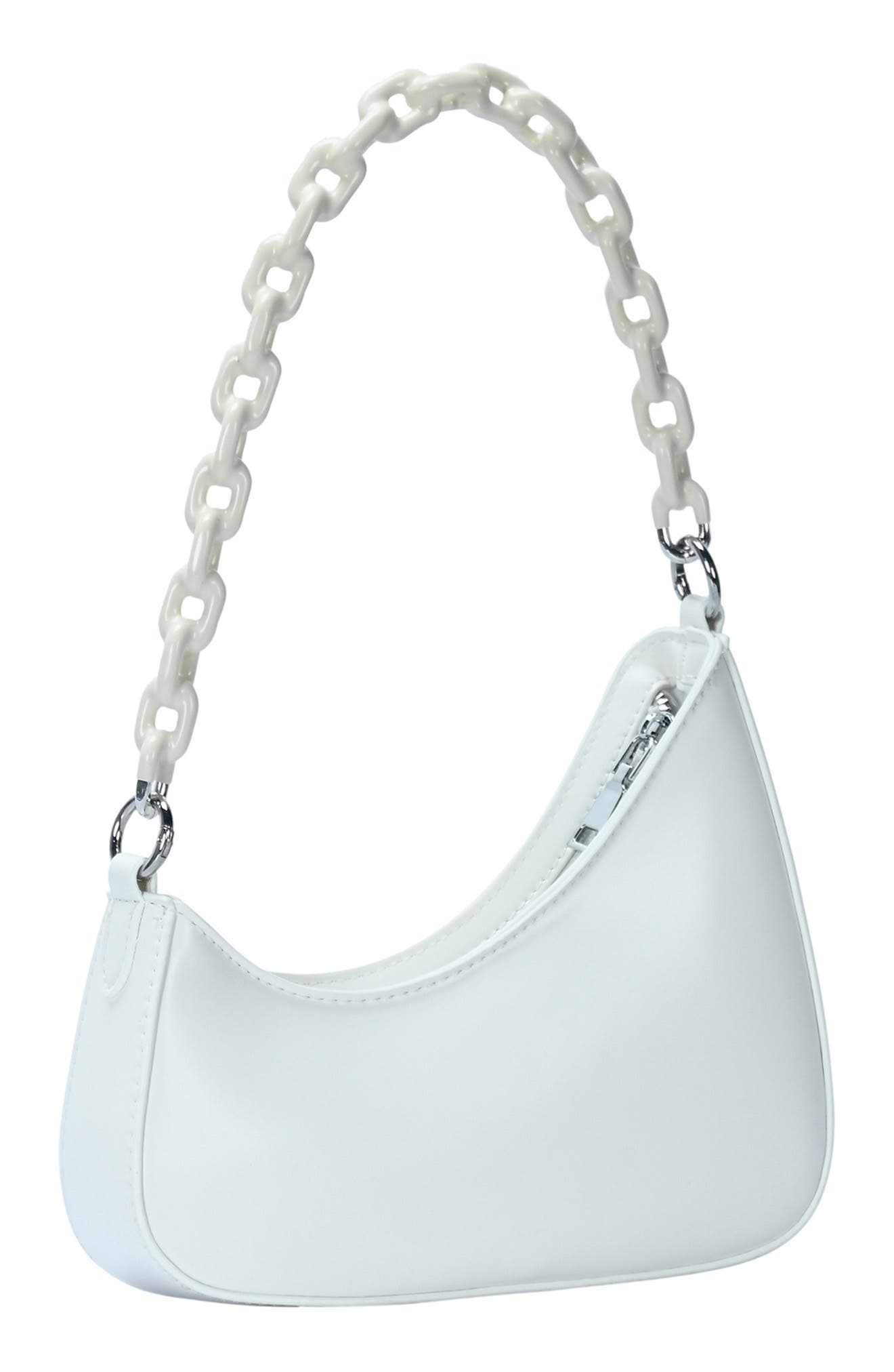 Chain Handle Asymmetric Shoulder Bag, Alternate, color, WHITE