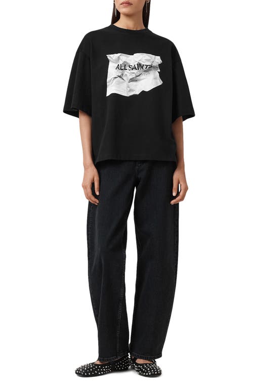 Allsaints Scrunch Amelie Oversize Cotton Graphic T-shirt In Black