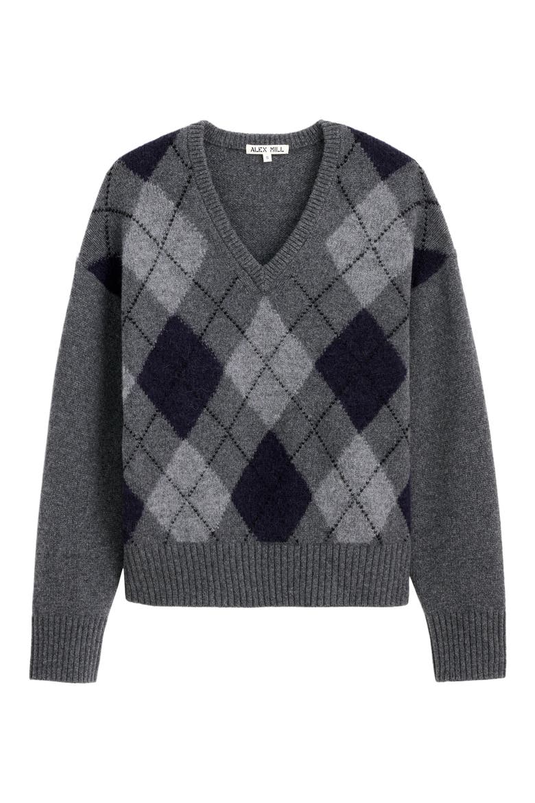 Campbell Argyle Wool Blend V-Neck Sweater, Alternate, color, STORM GREY MULTI