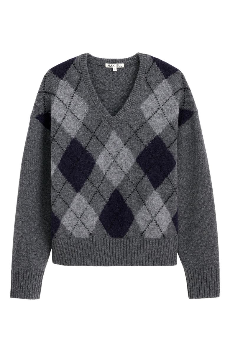 Alex Mill Campbell Argyle Wool Blend V-Neck Sweater, Alternate, color,