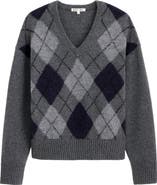 Alex Mill Campbell Argyle Wool Blend V-Neck Sweater