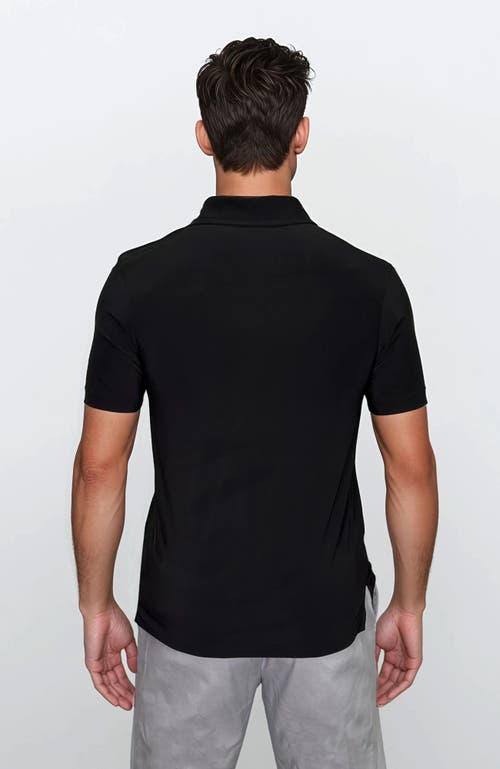 24sevenmen Wrinkle Resistant 3 Button Polo Shirt In Black