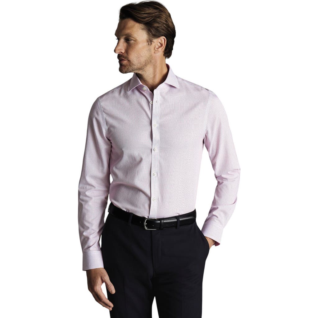Charles Tyrwhitt Non-iron Poplin Check Shirt In Pink