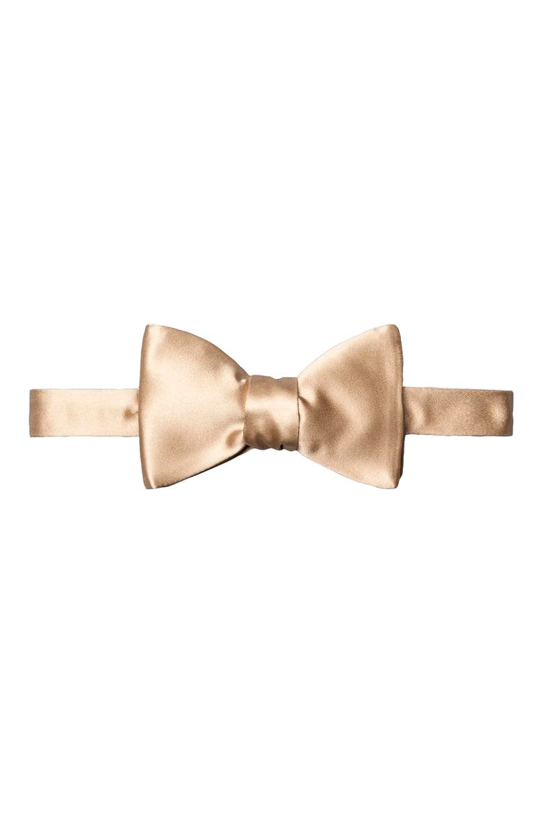 Silk Satin Bow Tie, Main, color, LIGHT BEIGE