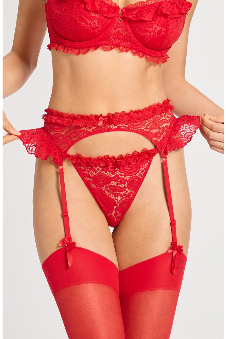 Rose Lace Garter Belt, Main, color, TIMELESS RED
