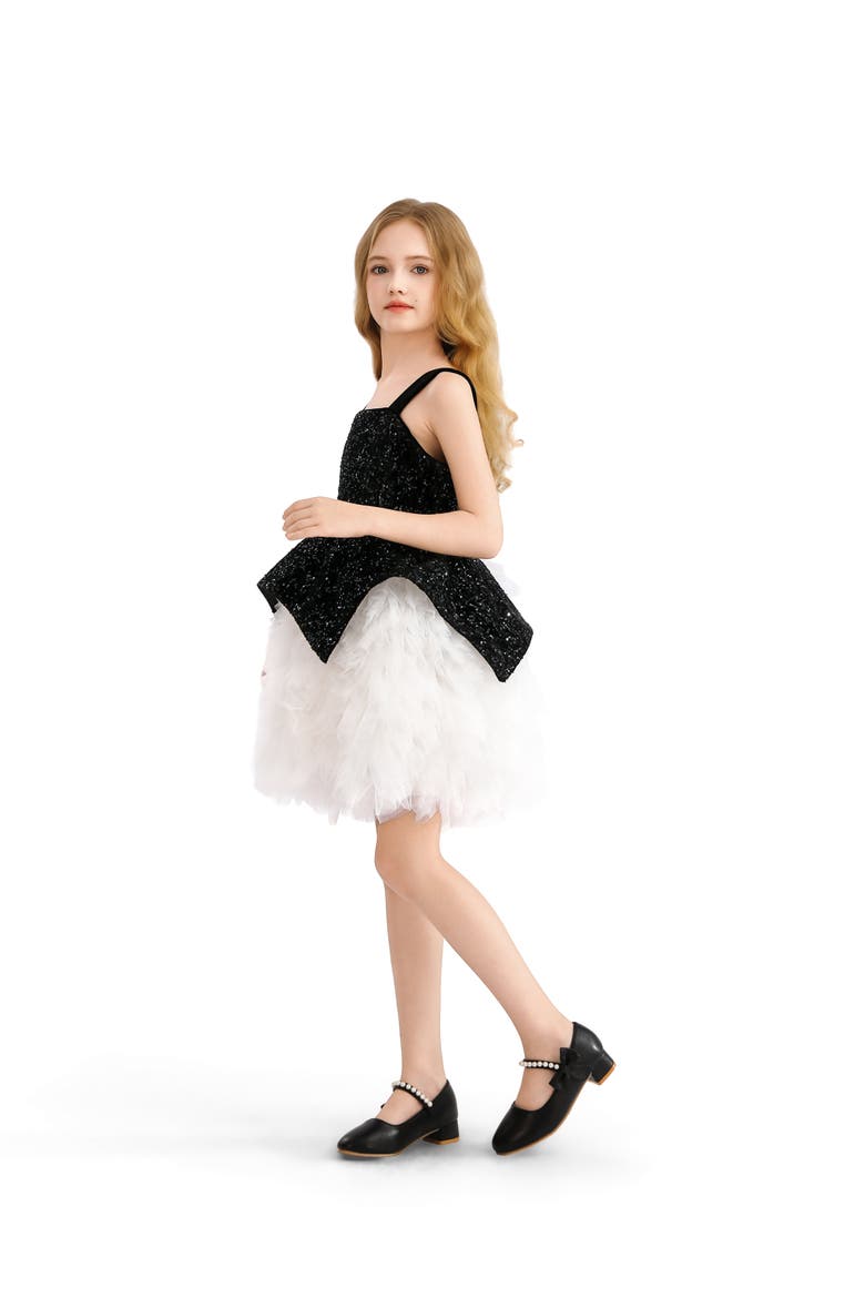 Sequin Floral Bodice Dress, Alternate, color, Black