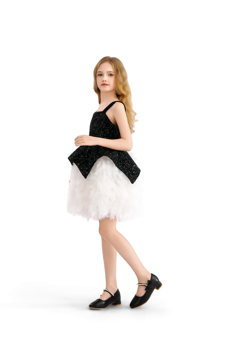 Tulleen Glitter & Tulle Celebration Dress, Alternate, color, Black