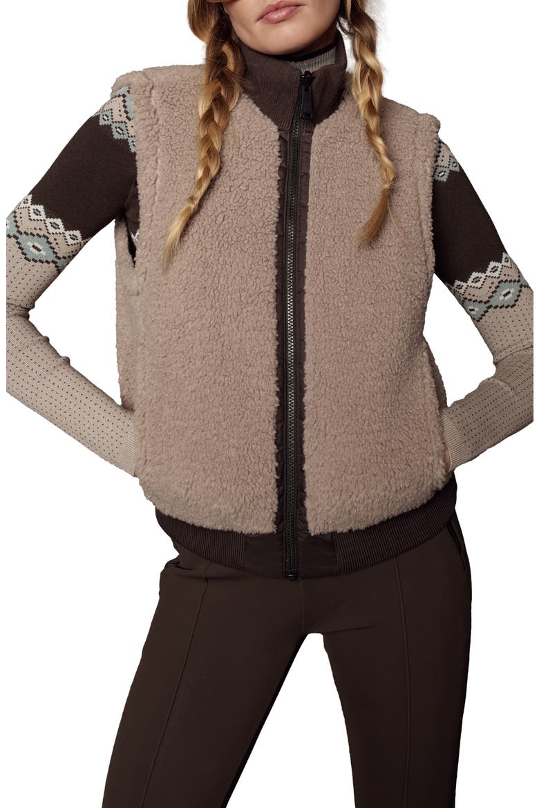 Atlas Quilted & Faux Shearling Reversible Vest, Alternate, color, COFFEE/ STONE