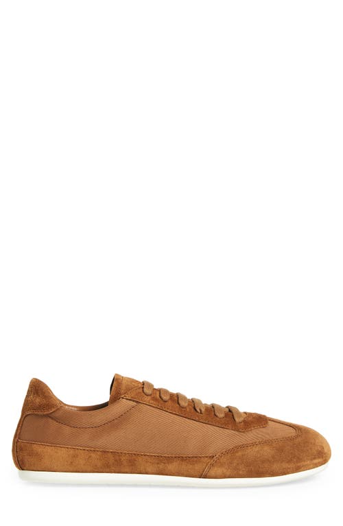 Prada Mixed Media Low Top Sneaker In Brown