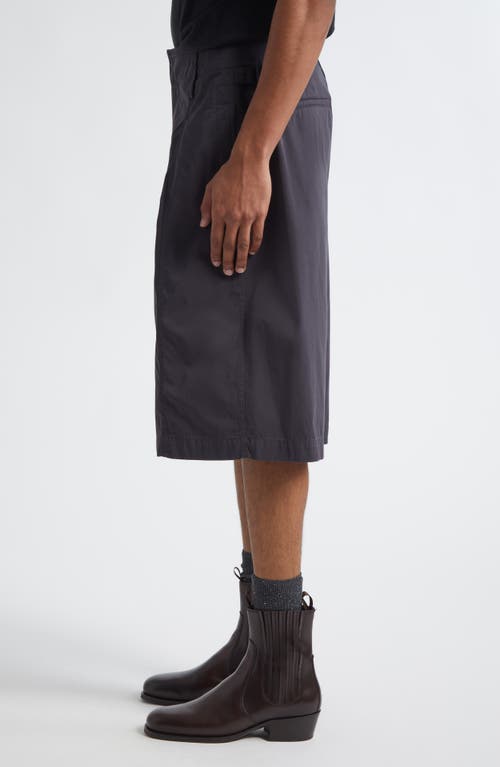 Lemaire Men Cotton Shorts With Maxi Pleats In Gray