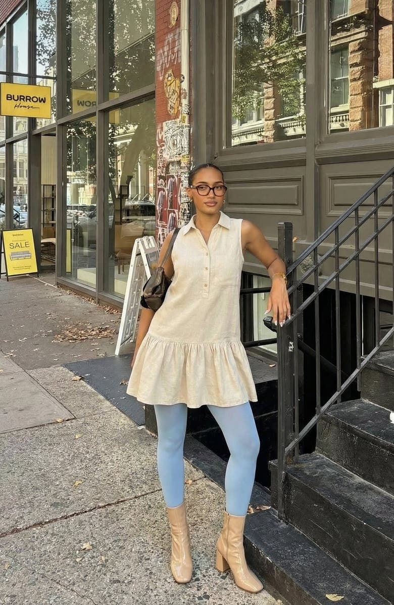 Modenaire Sleeveless Collared Drop Waist Dress, Alternate, color, Light Beige