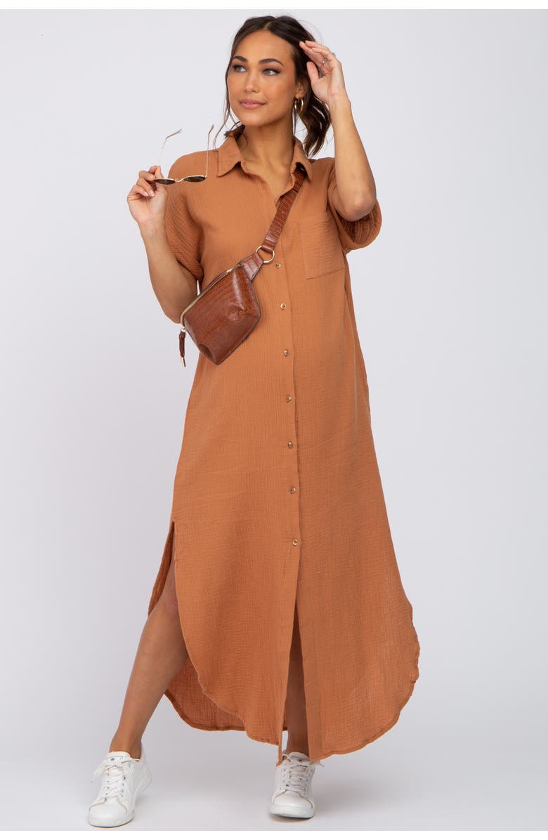 PinkBlush Button Down Midi Dress, Main, color,