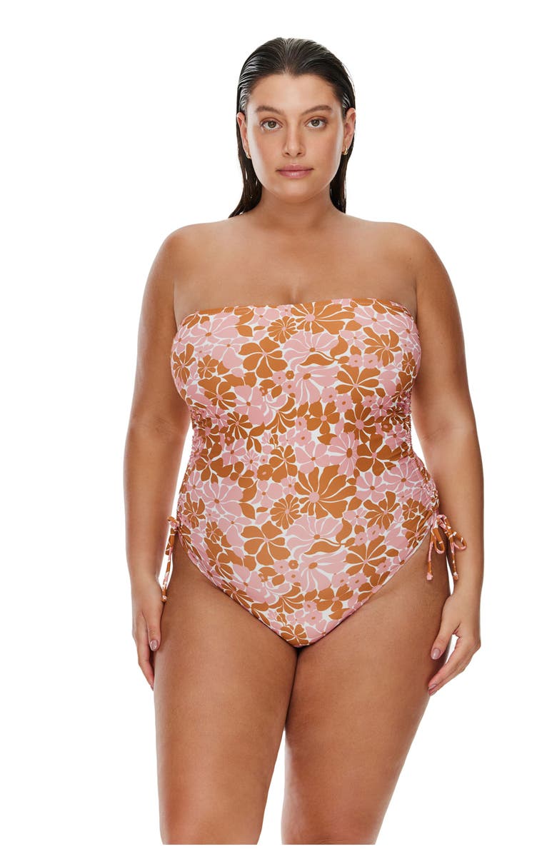 Flirtt Gottex Summer Memories Bandeau One Piece, Main, color, Pink-Brown