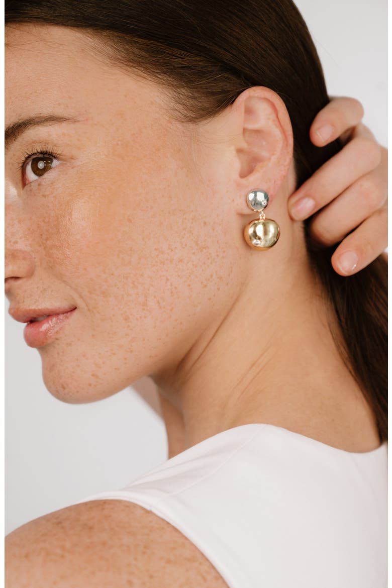 Polished Pebble Drop Earrings, Alternate, color, MIXED METAL