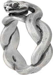 John Varvatos Men's Black Diamond Snake Ring