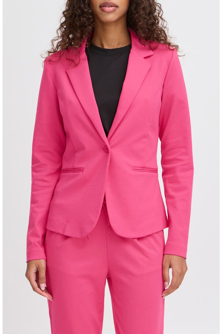 Regular Notch Lapel Ponte Blazer, Main, color, PINK YARROW
