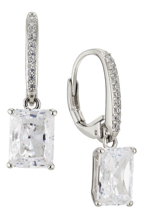 Modern Luv Emerald Cut Cubic Zirconia Drop Earrings