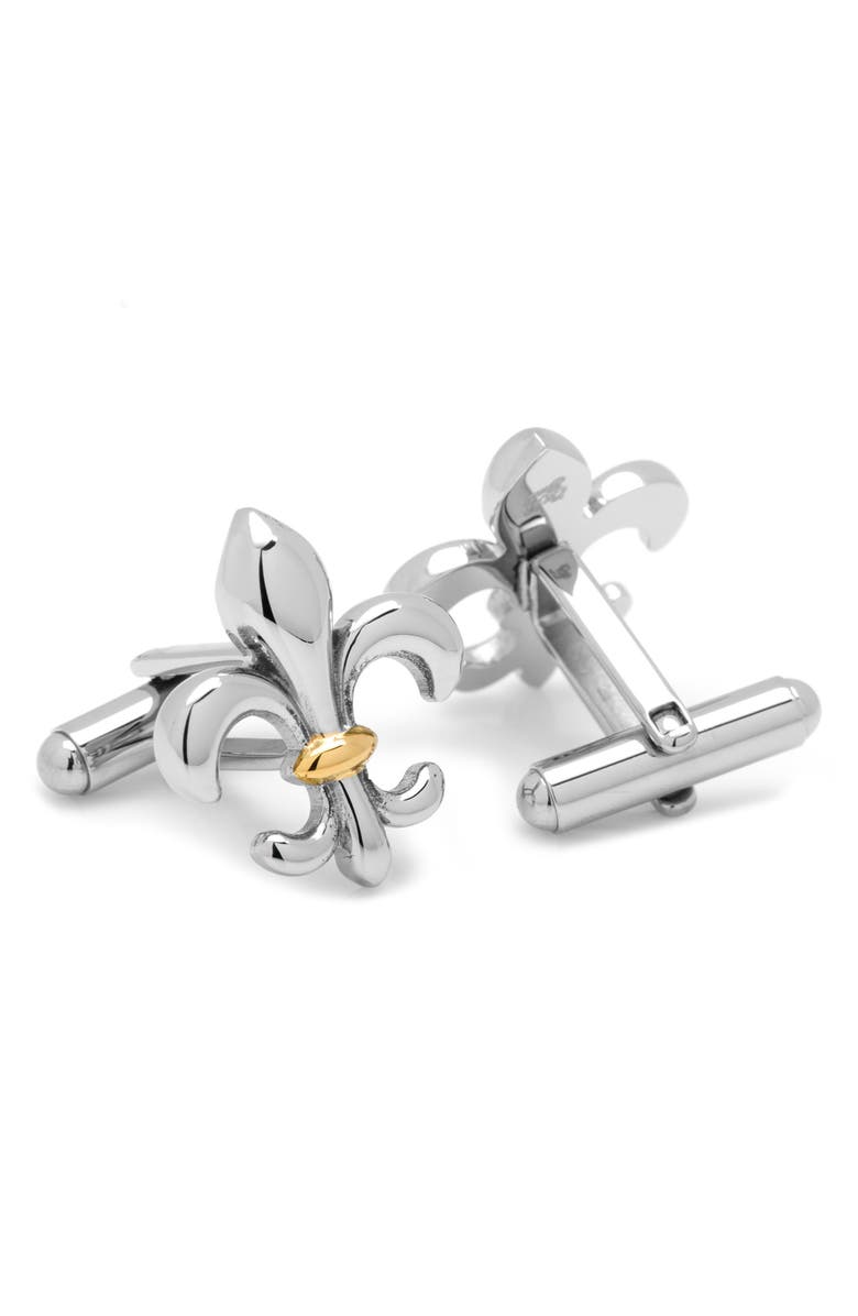 Cufflinks, Inc. Two-Tone Fleur De Lis Cuff Links, Alternate, color, Silver