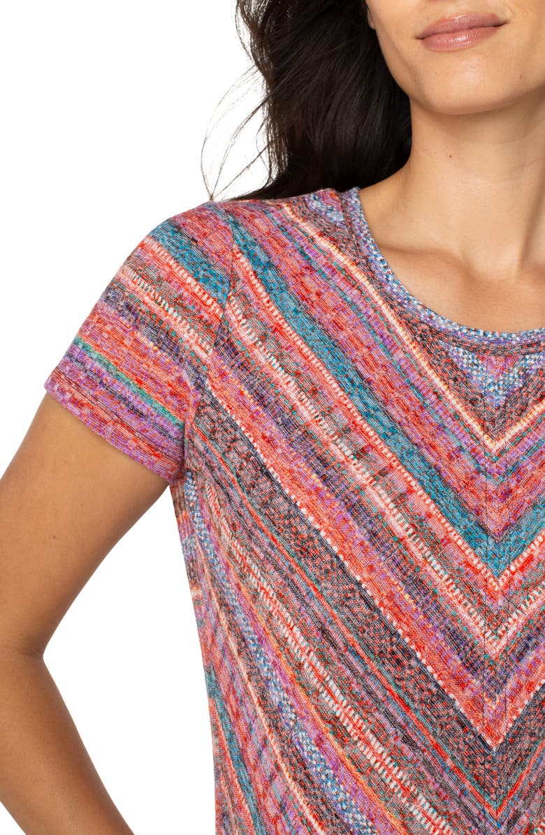 Liverpool Los Angeles Chevron Stripe Short Sleeve Ribbed Top, Alternate, color, 