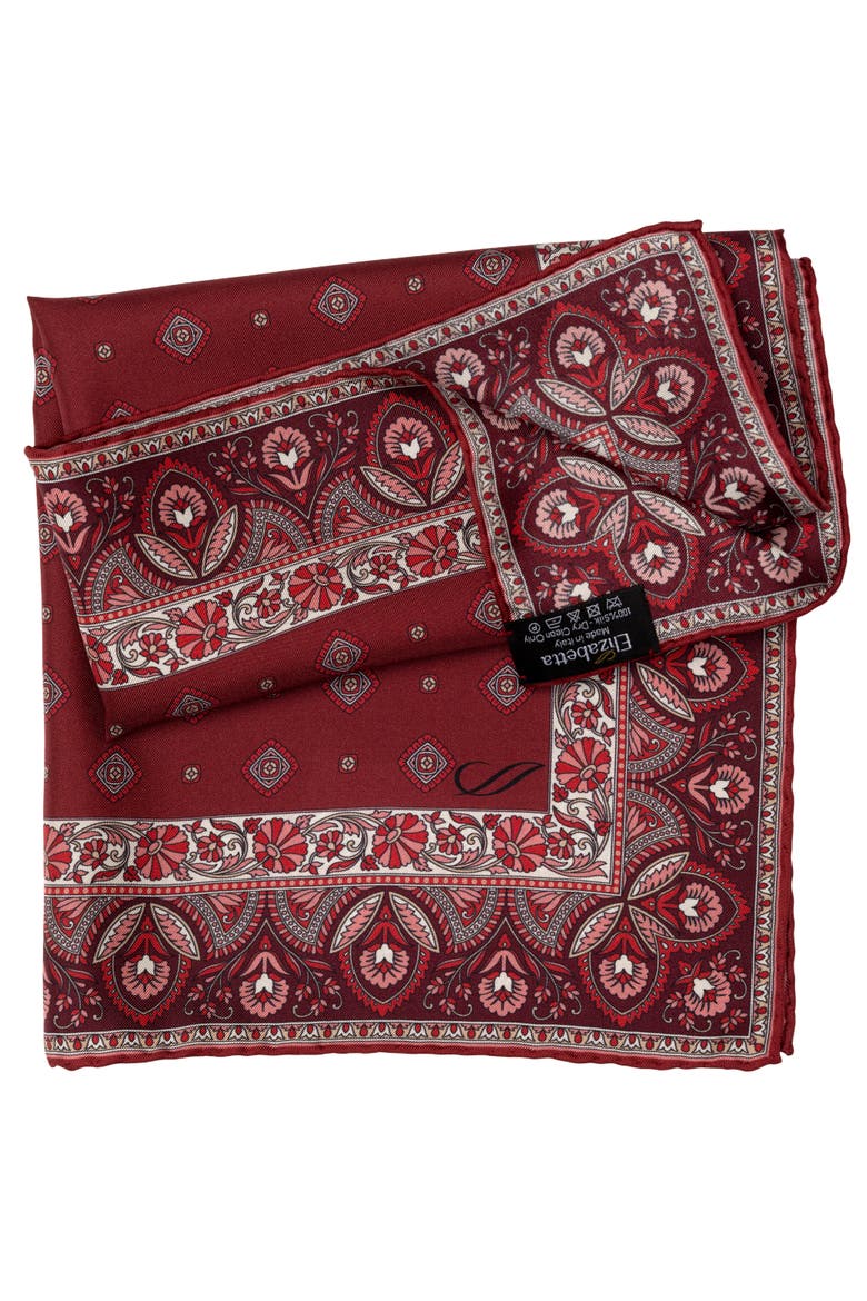 Savino - Silk Pocket Square for Men, Alternate, color, Dark Red