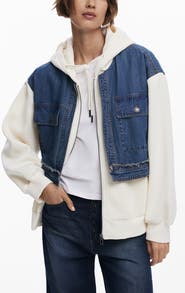 Desigual Denim Combo Full Zip Hoodie