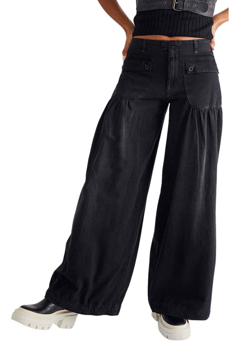 Lotus Drawstring Wide Leg Jeans, Main, color, SMOKE SHOW