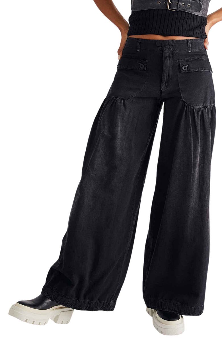 Free People Lotus Drawstring Wide Leg Jeans, Main, color, 