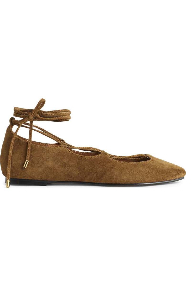 Madewell The Greta Lace-Up Ballet Flat, Main, color, Warm Chestnut