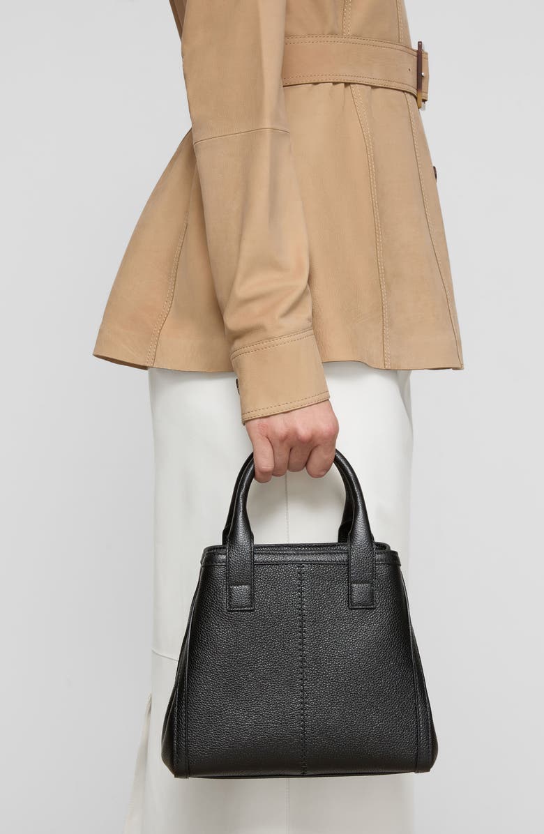 Lafayette 148 New York Mini L Grained Leather Tote, Alternate, color, Black