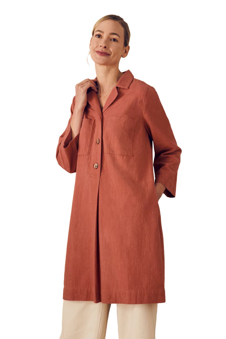 Placket Detail Knee Length Dress, Main, color, Redwood