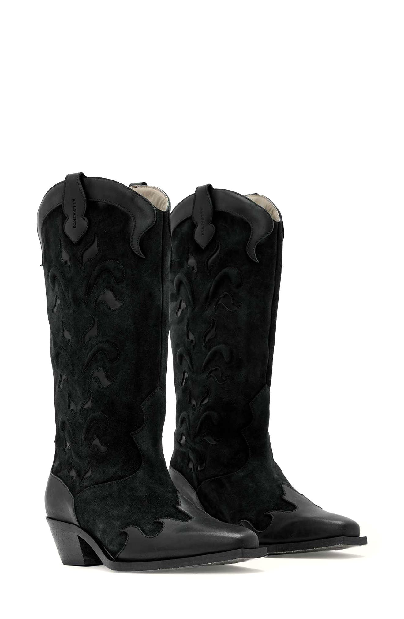 AllSaints Dolly Western Boot, Main, color, Black